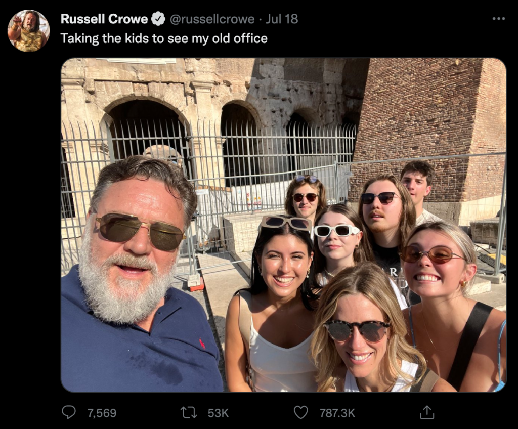 russell crowe tweet colosseum